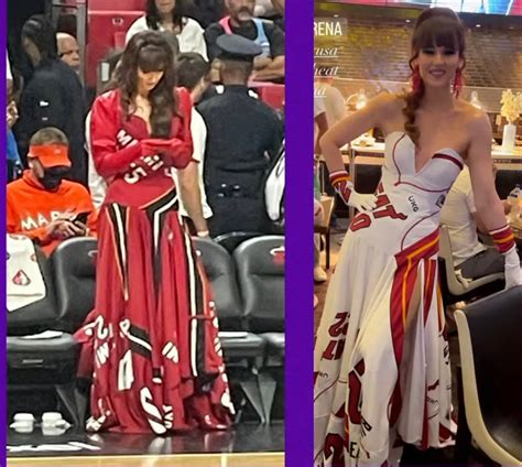 who is the lady at the miami heat game|miami heat games woman dress.